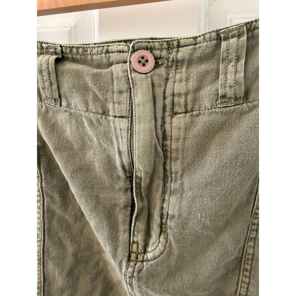 Free‎ People Nevada Khaki Cargo Mini Skirt Size 4 Cotton Linen Blend Pockets - Picture 4 of 8